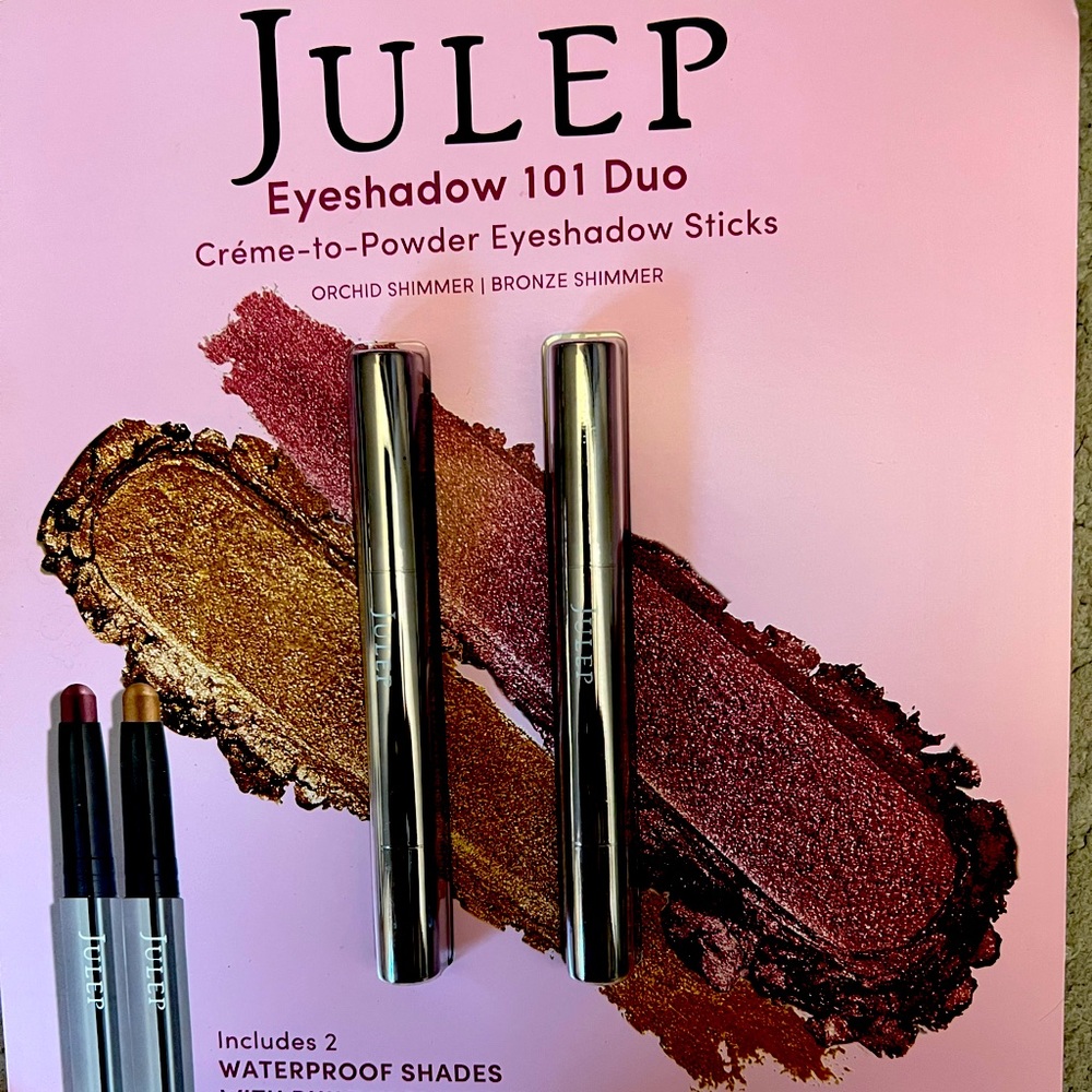 Julep eyeshadow sticks in shade- orchid shimmer and bronze shimmer